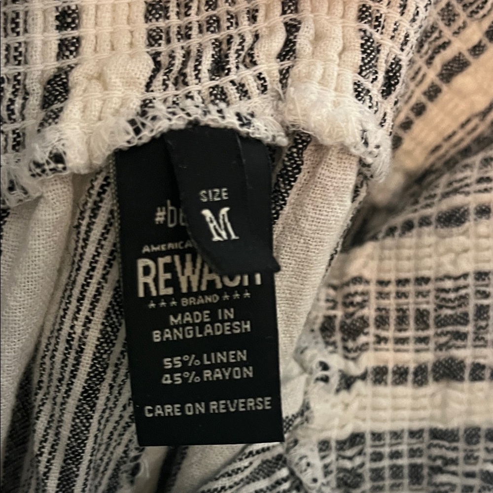 Rewash Black & White Striped Wide-Leg Smocked Waist Pants - Picture 5 of 7